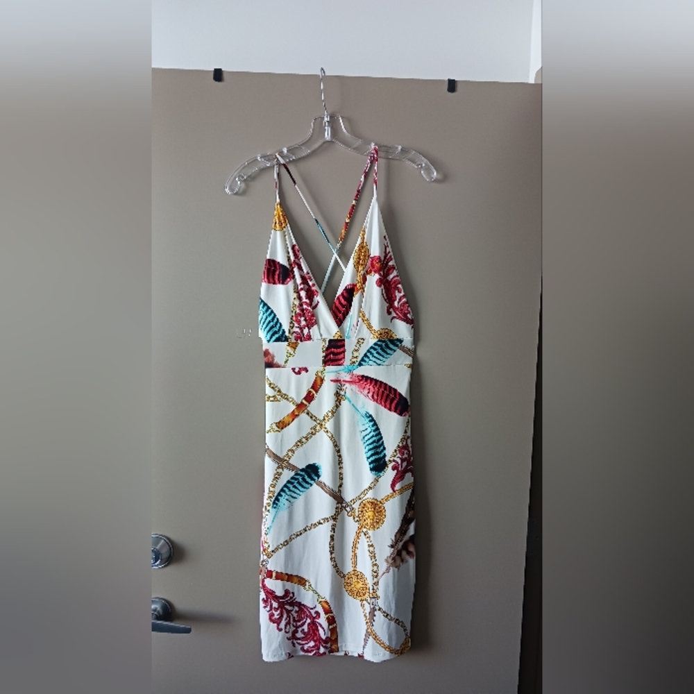 White multi color Dress